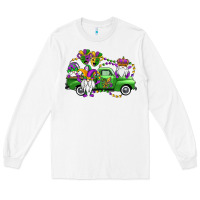 White mardi gras gnomes truck Long Sleeve Tee - OliviaCreatesArt