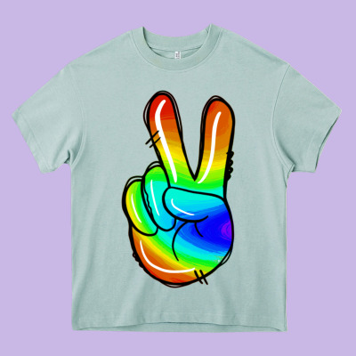 Rainbow Peace Sign Heavy Core Tee Designed By Jasminsmagicworld
