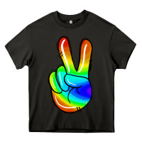 Asphalt rainbow peace sign Heavy Core Tee - Jasminsmagicworld