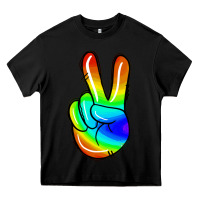 Black rainbow peace sign Heavy Core Tee - Jasminsmagicworld