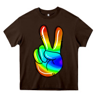 Chocolate Brown rainbow peace sign Heavy Core Tee - Jasminsmagicworld
