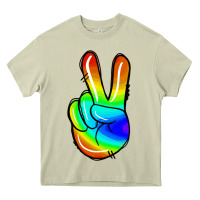 Mossy rainbow peace sign Heavy Core Tee - Jasminsmagicworld