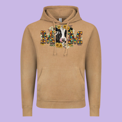 Mom With Cow Vintage Hoodie Designed By Cowgirlartshop