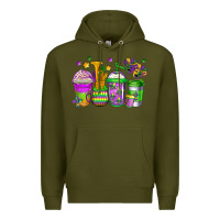 Army Green mardi gras coffee cups Premium Hoodie - Jasminsmagicworld