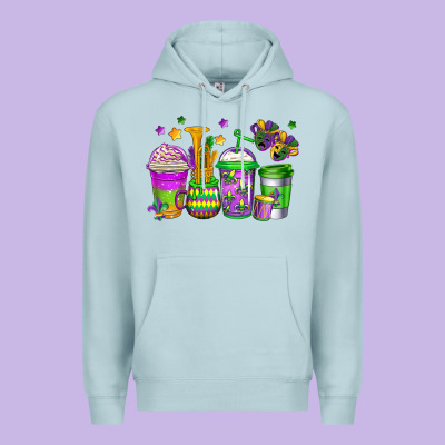 Mardi Gras Coffee Cups Premium Hoodie Designed By Jasminsmagicworld