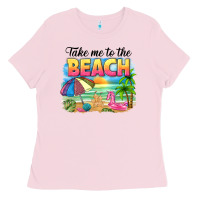 Bubblegum Pink take me to the beach Ladies Tee - NancyCooperArtShop