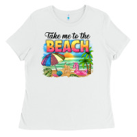 White take me to the beach Ladies Tee - NancyCooperArtShop