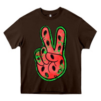 Chocolate Brown watermelon peace sign Heavy Core Tee - Jasminsmagicworld