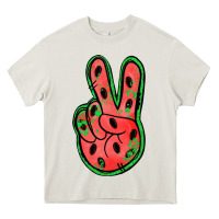 Cream watermelon peace sign Heavy Core Tee - Jasminsmagicworld