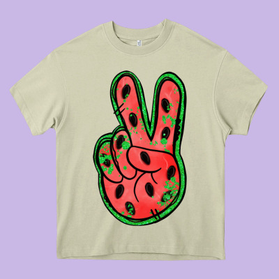 Watermelon Peace Sign Heavy Core Tee Designed By Jasminsmagicworld