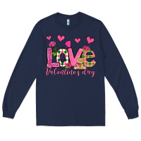 Navy love valentine's day olivia Long Sleeve Tee - OliviaCreatesArt