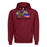 Burgundy peace love america Zipper Hoodie - SublimationCraftShop