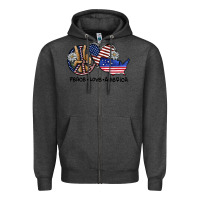 Charcoal Heather peace love america Zipper Hoodie - SublimationCraftShop