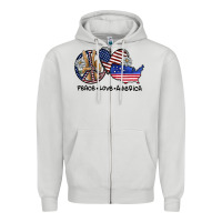 Dove Grey peace love america Zipper Hoodie - SublimationCraftShop
