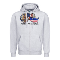 Heather Grey peace love america Zipper Hoodie - SublimationCraftShop