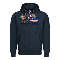 Navy peace love america Zipper Hoodie - SublimationCraftShop