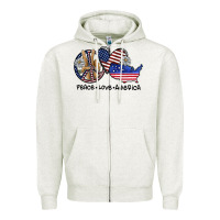 Oatmeal Heather peace love america Zipper Hoodie - SublimationCraftShop