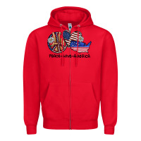 Red peace love america Zipper Hoodie - SublimationCraftShop