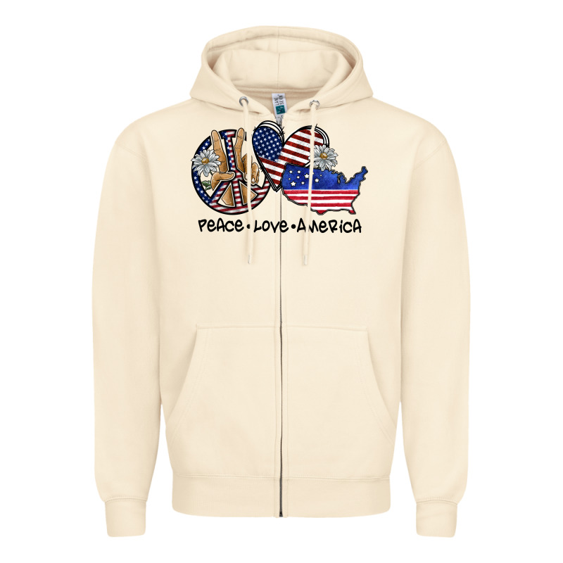Peace Love America Zipper Hoodie by SublimationCraftShop | Teevron