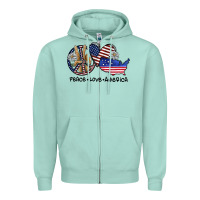 Seafoam peace love america Zipper Hoodie - SublimationCraftShop