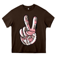 Chocolate Brown baseball peace sign Heavy Core Tee - Jasminsmagicworld