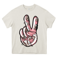 Cream baseball peace sign Heavy Core Tee - Jasminsmagicworld