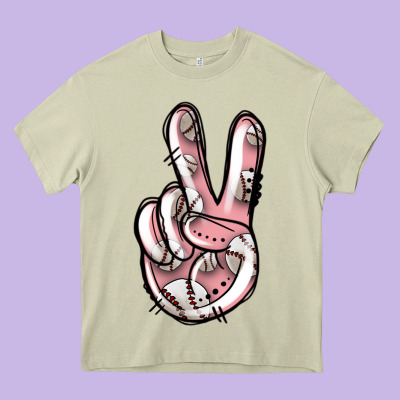 Baseball Peace Sign Heavy Core Tee Designed By Jasminsmagicworld