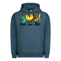 Pigment Midnight Navy peace love beer Urban Hoodie - AdoDesignShop