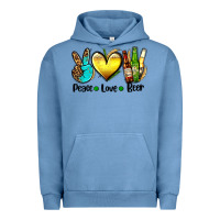 Pigment Pebble Blue peace love beer Urban Hoodie - AdoDesignShop