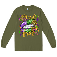 Army Green mardi gras with  lip olivia Long Sleeve Tee - OliviaCreatesArt
