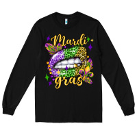 Black mardi gras with  lip olivia Long Sleeve Tee - OliviaCreatesArt