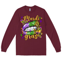 Burgundy mardi gras with  lip olivia Long Sleeve Tee - OliviaCreatesArt