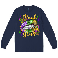 Navy mardi gras with  lip olivia Long Sleeve Tee - OliviaCreatesArt