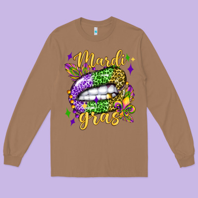 Mardi Gras With  Lip Olivia Long Sleeve Tee Designed By Oliviacreatesart