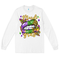 White mardi gras with  lip olivia Long Sleeve Tee - OliviaCreatesArt