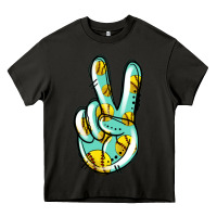 Softball Peace Sign Heavy Core Tee | Teevron