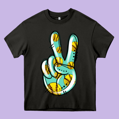 Softball Peace Sign Heavy Core Tee Designed By Jasminsmagicworld