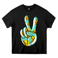 Black softball peace sign Heavy Core Tee - Jasminsmagicworld