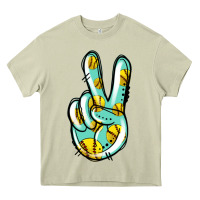 Mossy softball peace sign Heavy Core Tee - Jasminsmagicworld