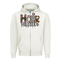 Oatmeal Heather hair hustler Zipper Hoodie - SublimationCraftShop