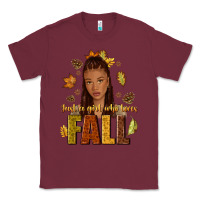 Burgundy Just a girl who loves Fall afro woman Classic Tee - NancyCooperArtShop