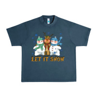 Midnight Navy let it snow reindeer snowman Urban Heavy Tee - CowGirlArtShop