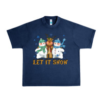 Navy let it snow reindeer snowman Urban Heavy Tee - CowGirlArtShop