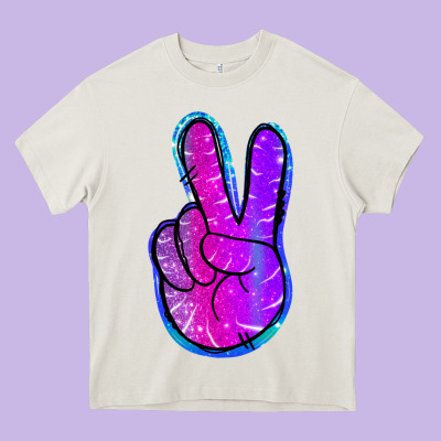 Mermaid Peace Sign Heavy Core Tee Designed By Jasminsmagicworld