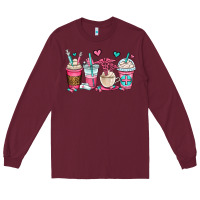 Burgundy nurse coffee cups Long Sleeve Tee - OliviaCreatesArt