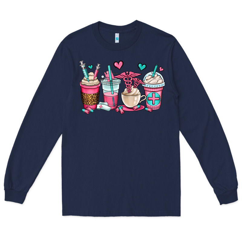 Nurse Coffee Cups Long Sleeve Tee by OliviaCreatesArt | Teevron