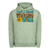 Pigment Oil Green just a small town girl with sunflowers and money Urban Hoodie - AdoDesignShop