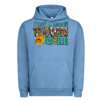 Pigment Pebble Blue just a small town girl with sunflowers and money Urban Hoodie - AdoDesignShop
