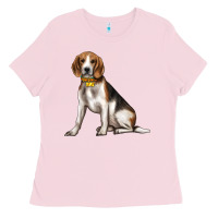 Bubblegum Pink beagle with overflow Ladies Tee - texasbilliewilder