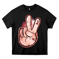 Black Floral Argyle Peace Sign Heavy Core Tee - Jasminsmagicworld
